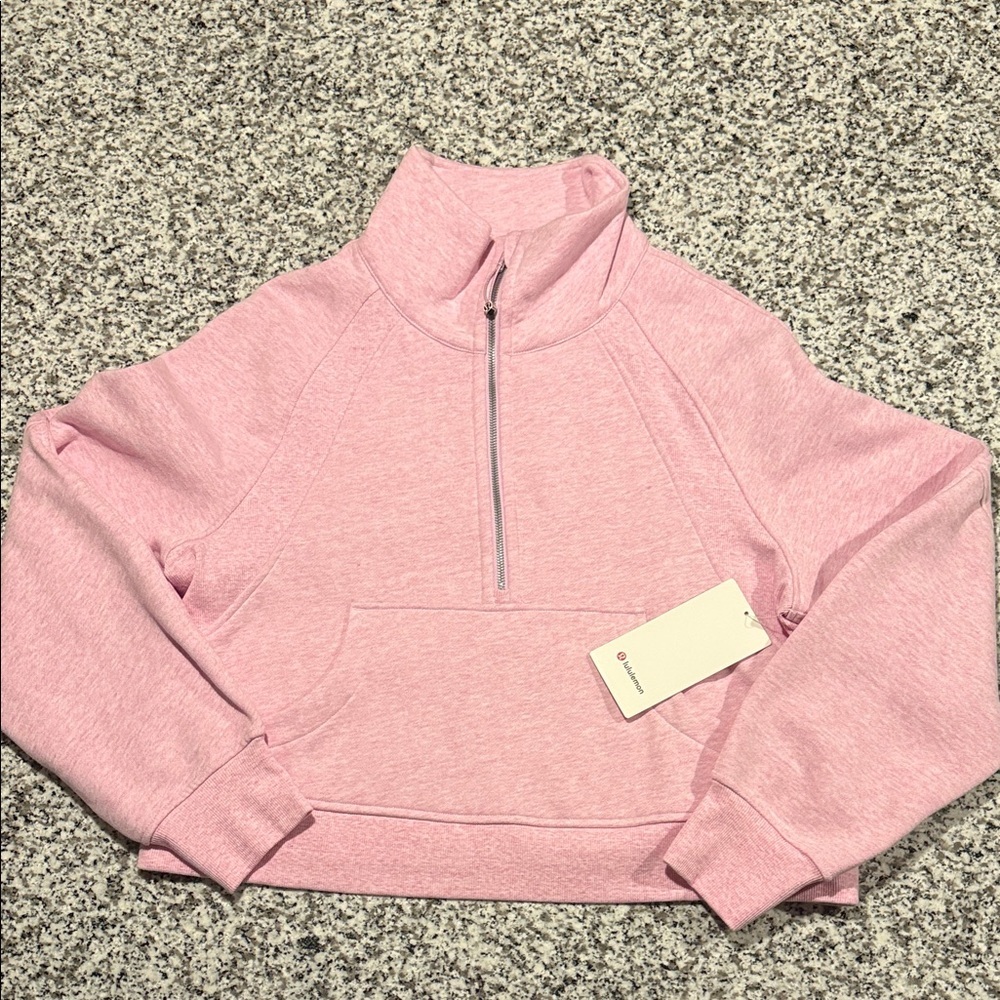 Lululemon Athletica Scuba Oversized Funnel Neck Half-Zip Heathered Pink M/L - Picture 3 of 11